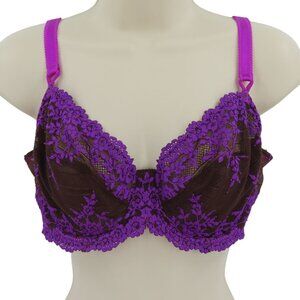 Wacoal 36D Embrace Lace Bra 65191 Purple Brown Floral Flower Lace Underwire